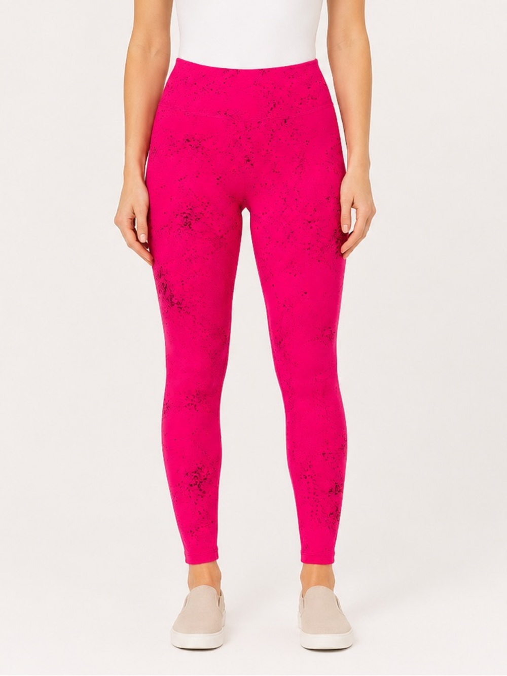 ZYIA Hot Pink Speckled High-Waist Leggings with Metallic Bronze Flecks Size 8-10